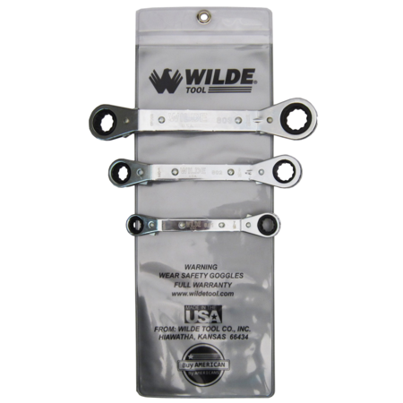WILDE 3-PIECE OFFSET RATCHET BOX WRENCH SET-VINYL ROLL 805/VR